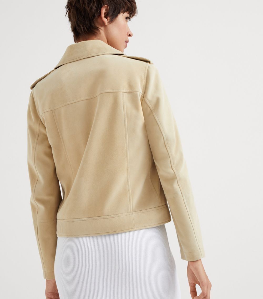 Brunello Cucinelli o1la1rc1a0425 Leather Jacket in Beige Size L / US 10 / IT 46 - 3 Thumbnail