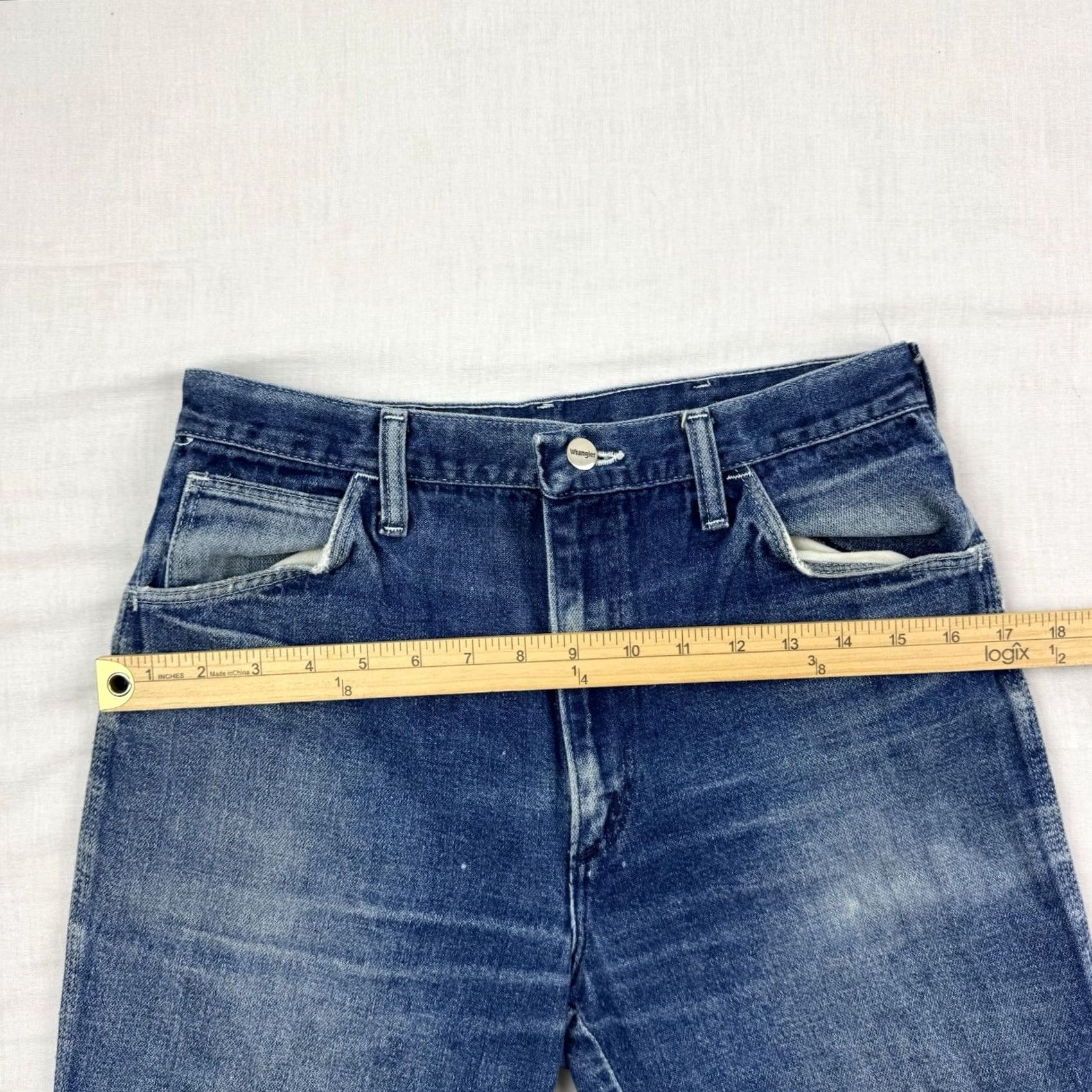 Wrangler VINTAGE Wrangler Jeans Men 28x29 Zip USA 70s 80s Cowboy Hippie Denim Blue Cotton Straight Made In USA Size US 28 / EU 44 - 7 Thumbnail