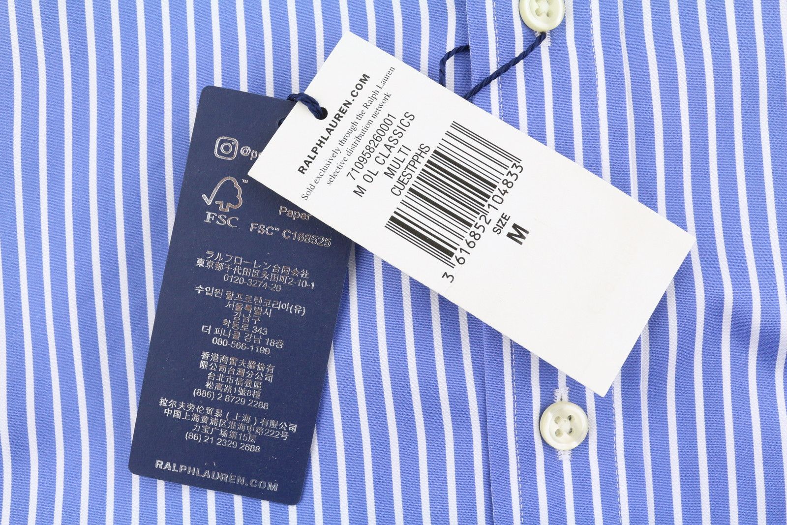 Ralph Lauren M Blue Striped Cutaway Neck Custom Fit Button-Up 87016 Size US M / EU 48-50 / 2 - 9 Thumbnail