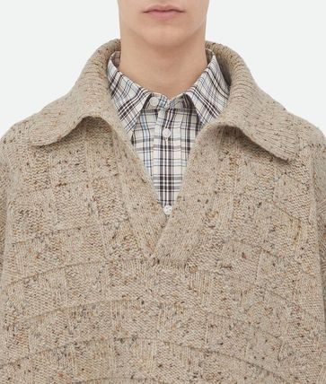 Bottega Veneta o1s1rm0326 Wool Diamond Poncho in Beige Size US S / EU 44-46 / 1 - 5 Thumbnail