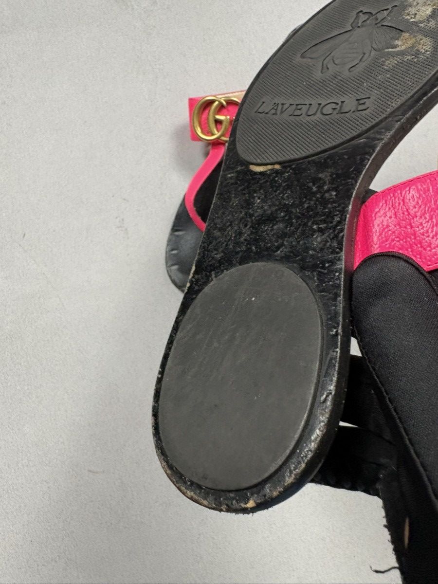 Gucci Gucci GG Marmont Thong Double G Leather Sandals Pink 36 Size US 6 / IT 36 - 13 Thumbnail