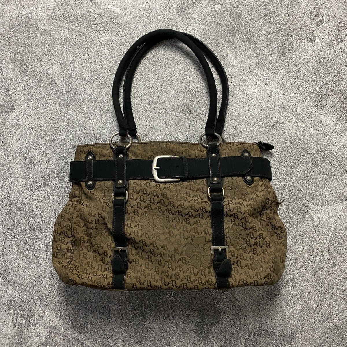 Japanese Brand 2000s Monogram Brown & Black Buckled Handbag Size ONE SIZE - 1 Thumbnail