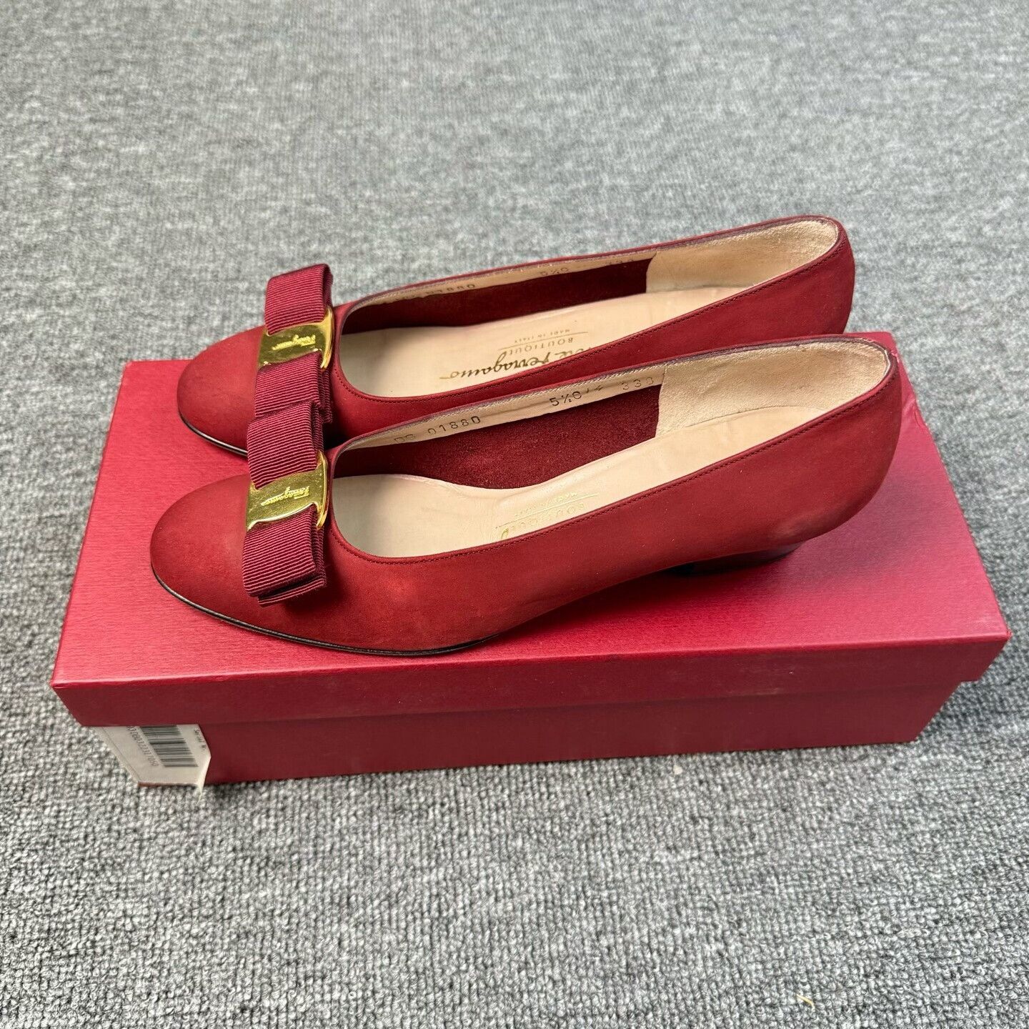 Salvatore Ferragamo Suede Red Lowtop Sneakers 36 Women