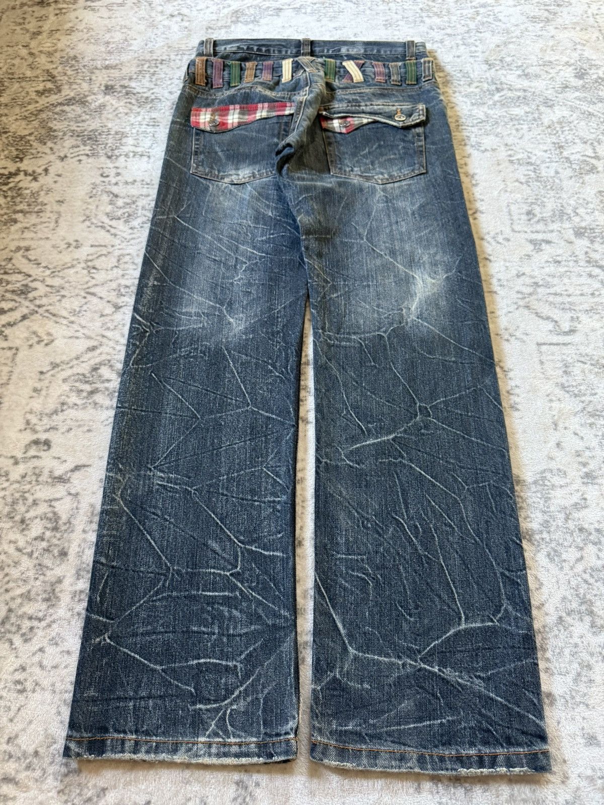Japanese Brand Nylaus Japan Claw Mark Studded Double Waist Jeans Size US 30 / EU 46 - 2 Thumbnail