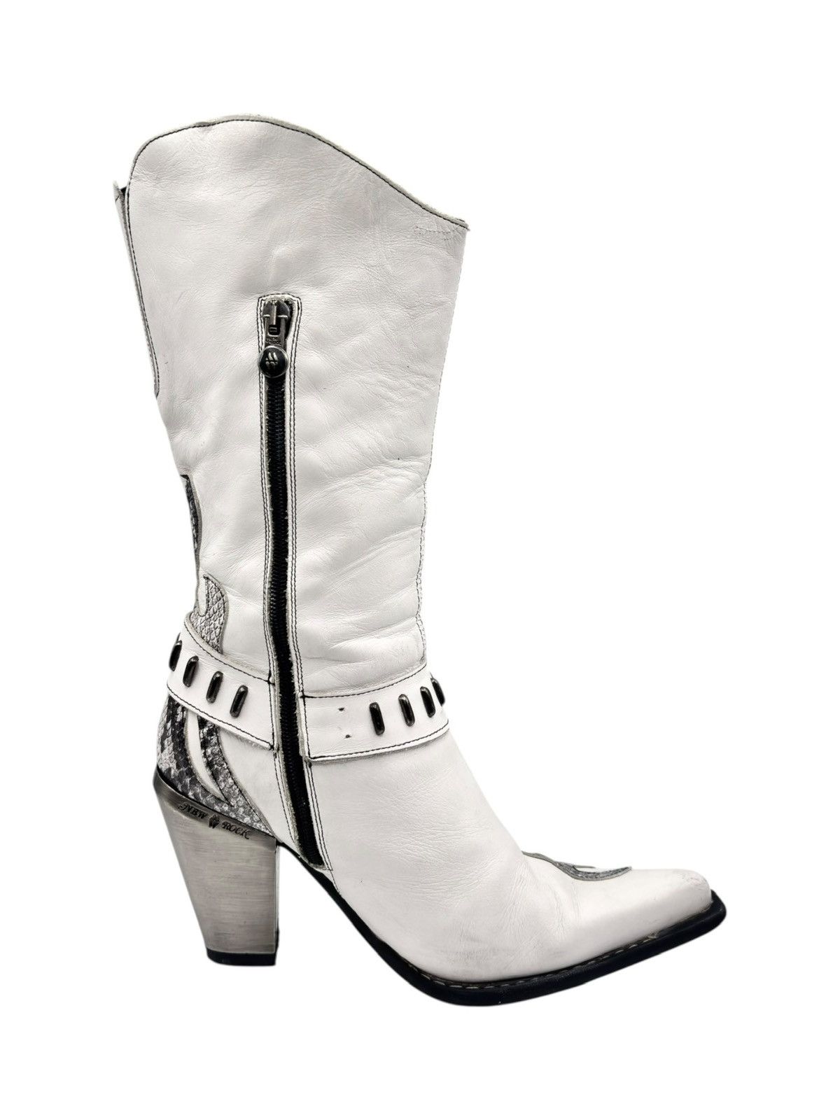 New Rock Vintage New Rock pointy white cowboy boots Size 38 Size US 8 / IT 38 - 6 Thumbnail