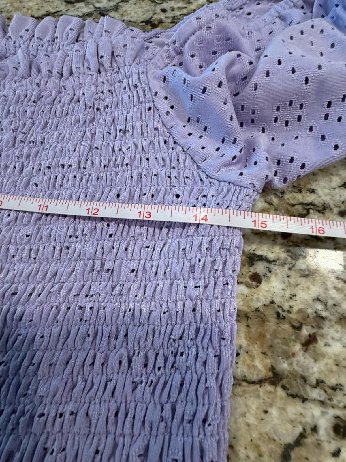 Other eesome purple islet lace smocked long sleeve crop top SZ LG Size L / US 10 / IT 46 - 10 Thumbnail