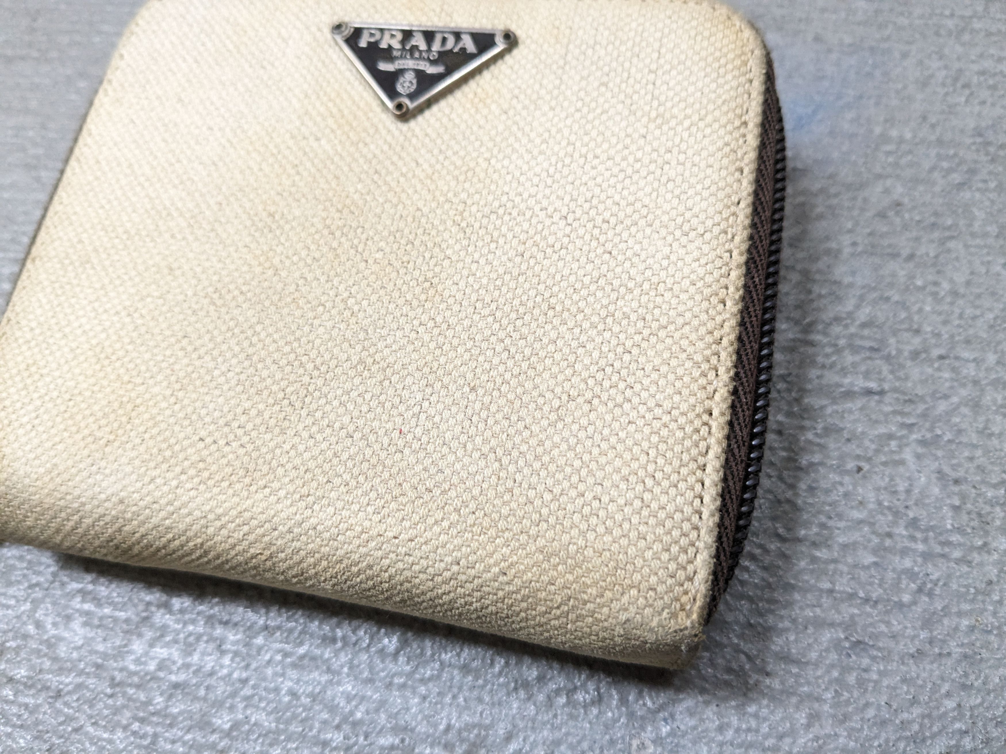 Prada Prada Wallet Hemp Beige Woven Brown Leather Bifold Italy Y2K Size ONE SIZE - 4 Thumbnail
