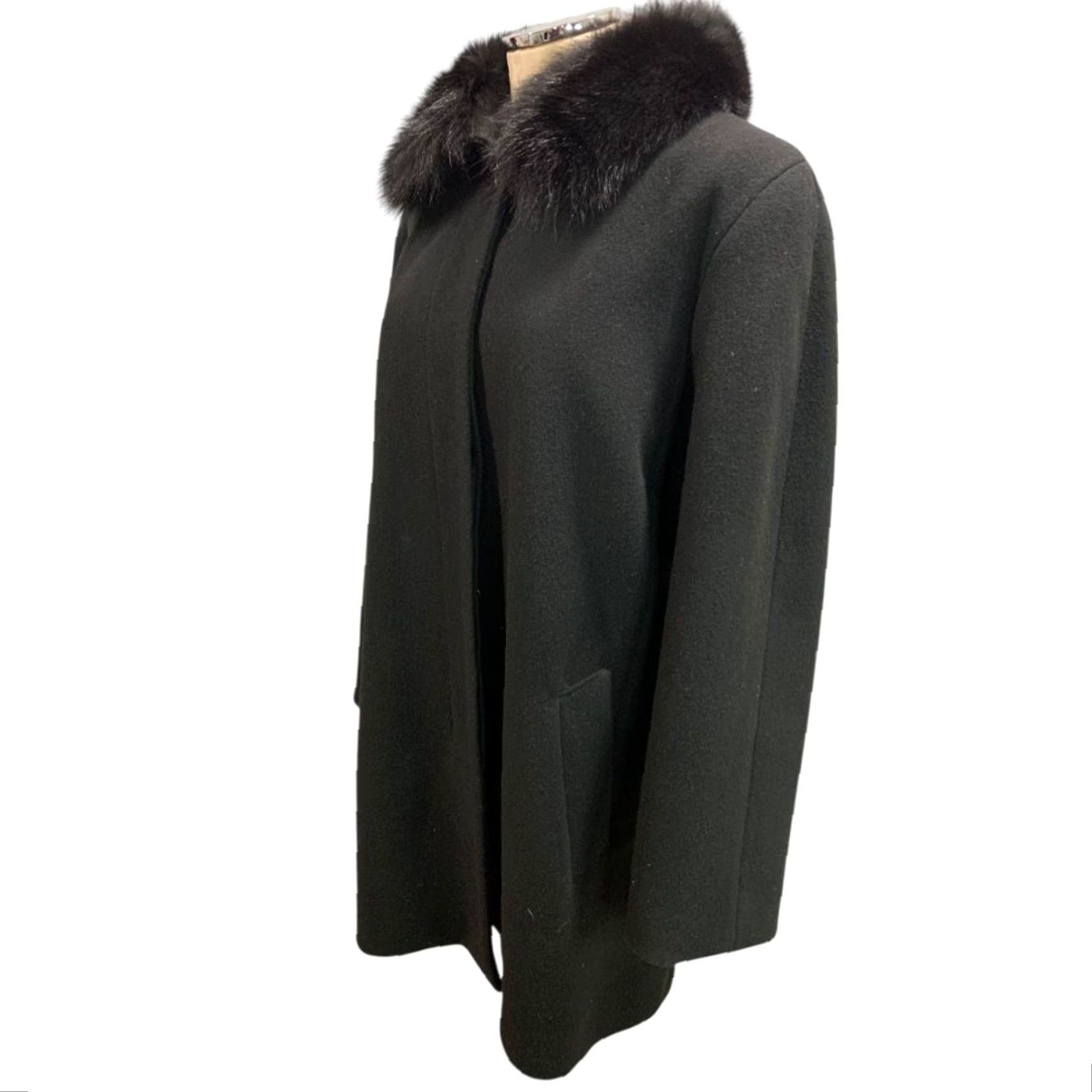 Vintage VINTAGE Forecaster Coat Wool Blend Overcoat Black Size 10 Womens Faux Fur Collar 35" Back Collar to Hem Size L / US 10 / IT 46 - 3 Thumbnail