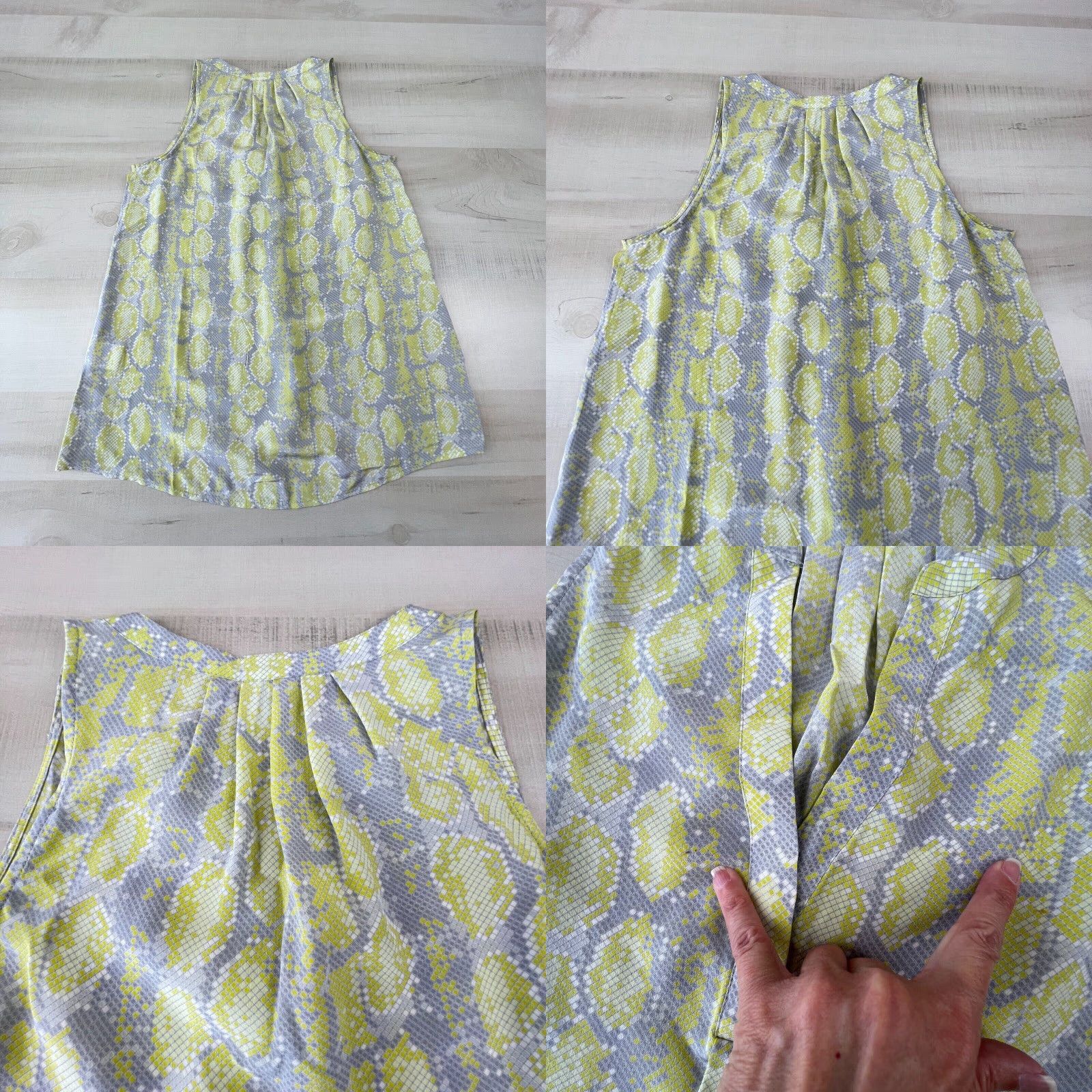 Joie Joie Womens Silk Top XS Extra Large Gray Yellow Snakeskin V Neck Blouse Size XS / US 0-2 / IT 36-38 - 8 Thumbnail