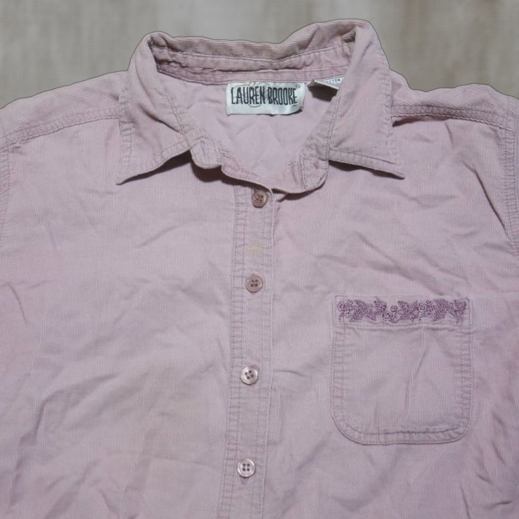 Vintage Lauren Brooke Shirt Women's L Large Light Pink Flowers Long Sleeve Button Up Women's Size L / US 10 / IT 46 - 1 Thumbnail