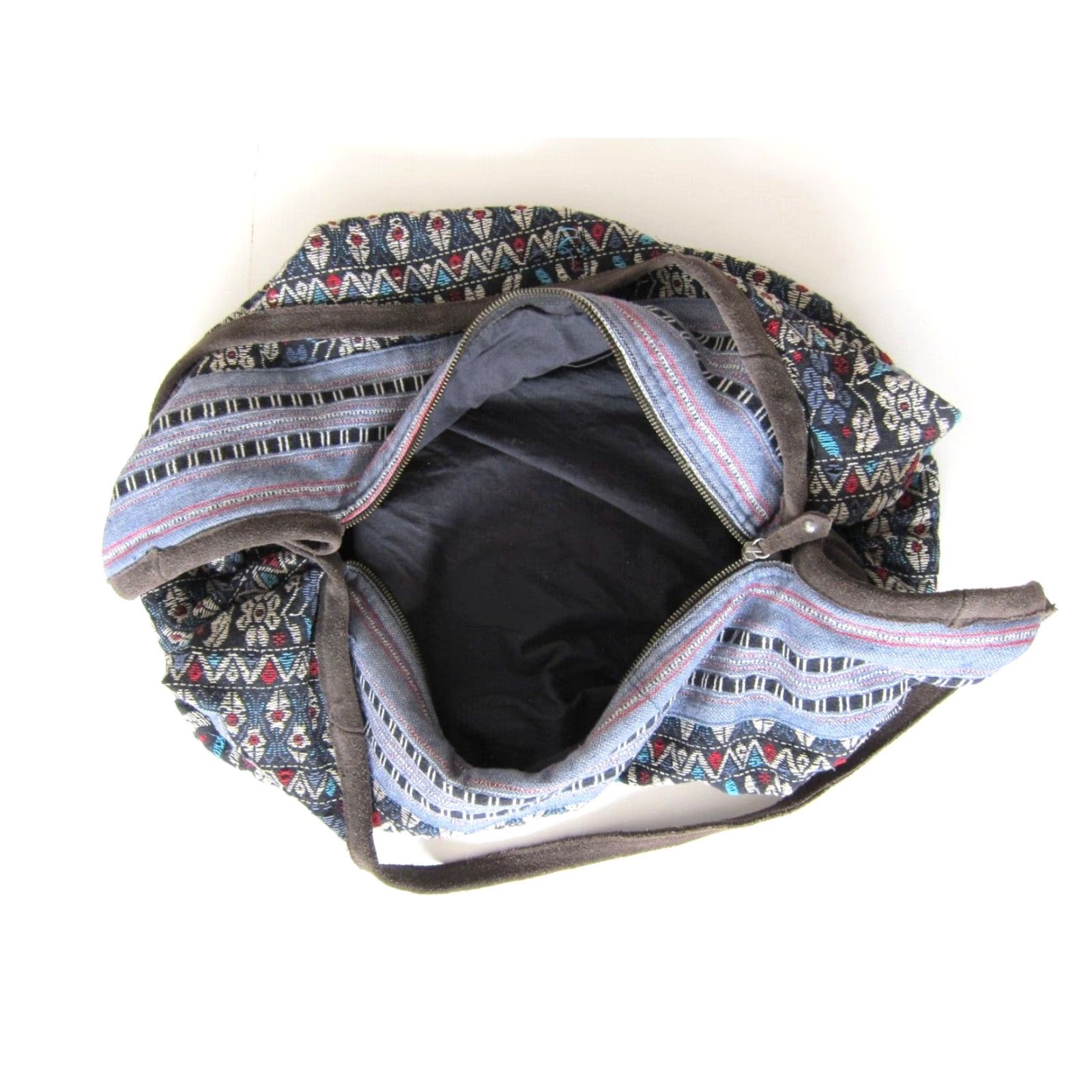Vintage VINTAGE American Eagle Outfitter Cotton Embroidered Floral Leather Duffel Backpack Purse Size ONE SIZE - 4 Thumbnail