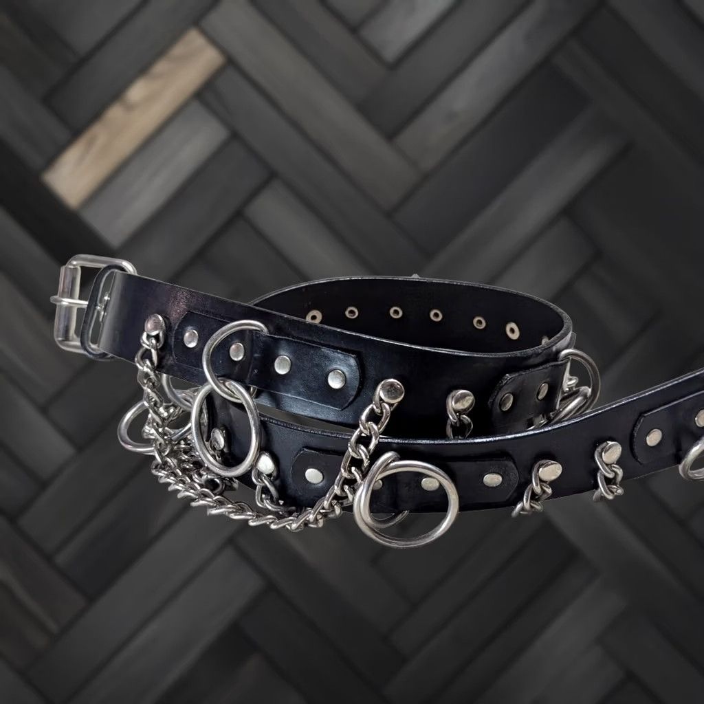 Hot Topic VINTAGE hot topic belt leather black handcuffs 40 goth punk 90s CHAINS Tripp Y2K adjustable Mens belts Size 40 - 1 Thumbnail