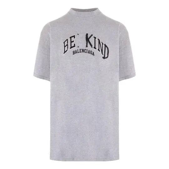 Balenciaga o1in1g0725 Be Kind T-Shirt Oversized in Grey Size US L / EU 52-54 / 3 - 1 Thumbnail
