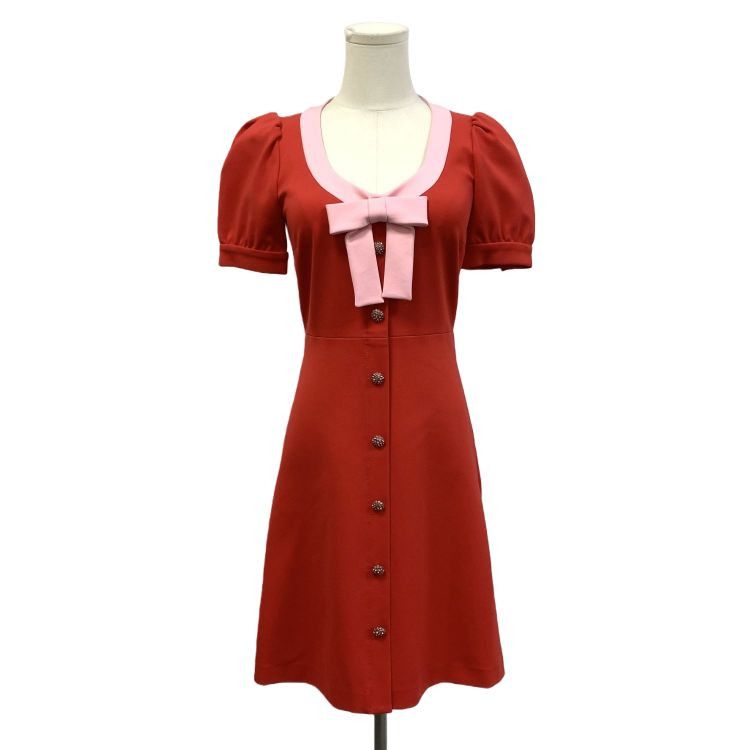 Gucci Gucci Red Bow Mini Dress Size S Size S / US 4 / IT 40 - 1 Thumbnail