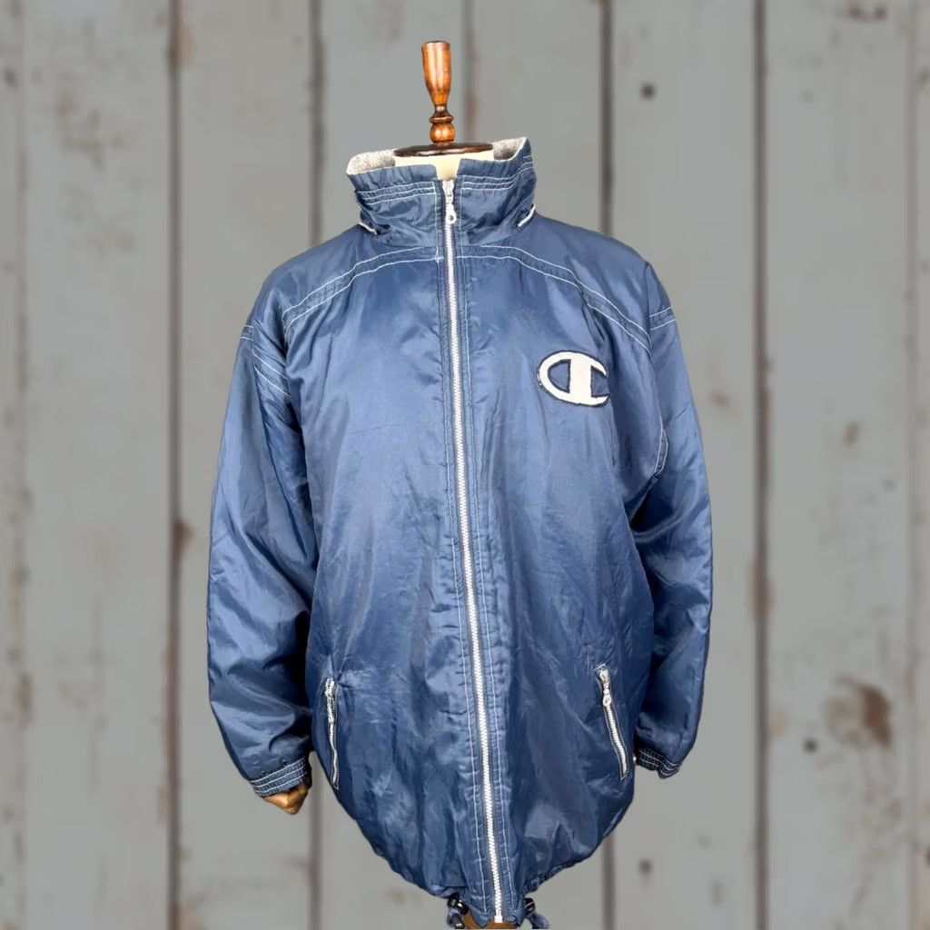 Champion Champion Jacket Mens 2XL Blue Puffer Quilt Quilted USA Vintage - 90s? Size US XXL / EU 58 / 5 - 1 Thumbnail