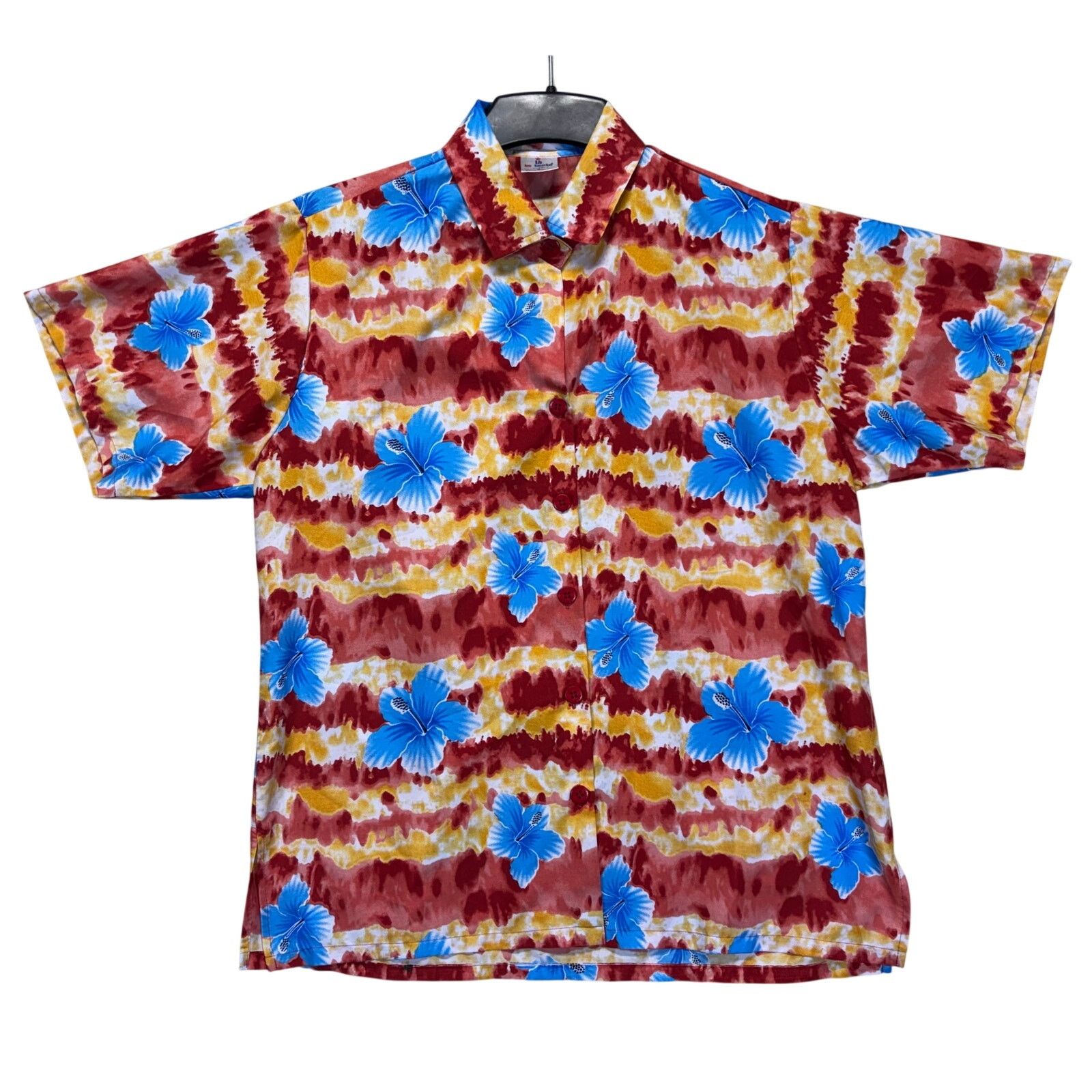 The Unbranded Brand Laleela Hawaiian Floral Shirt Mens Medium Blue Red Button Up Size US M / EU 48-50 / 2 - 1 Thumbnail