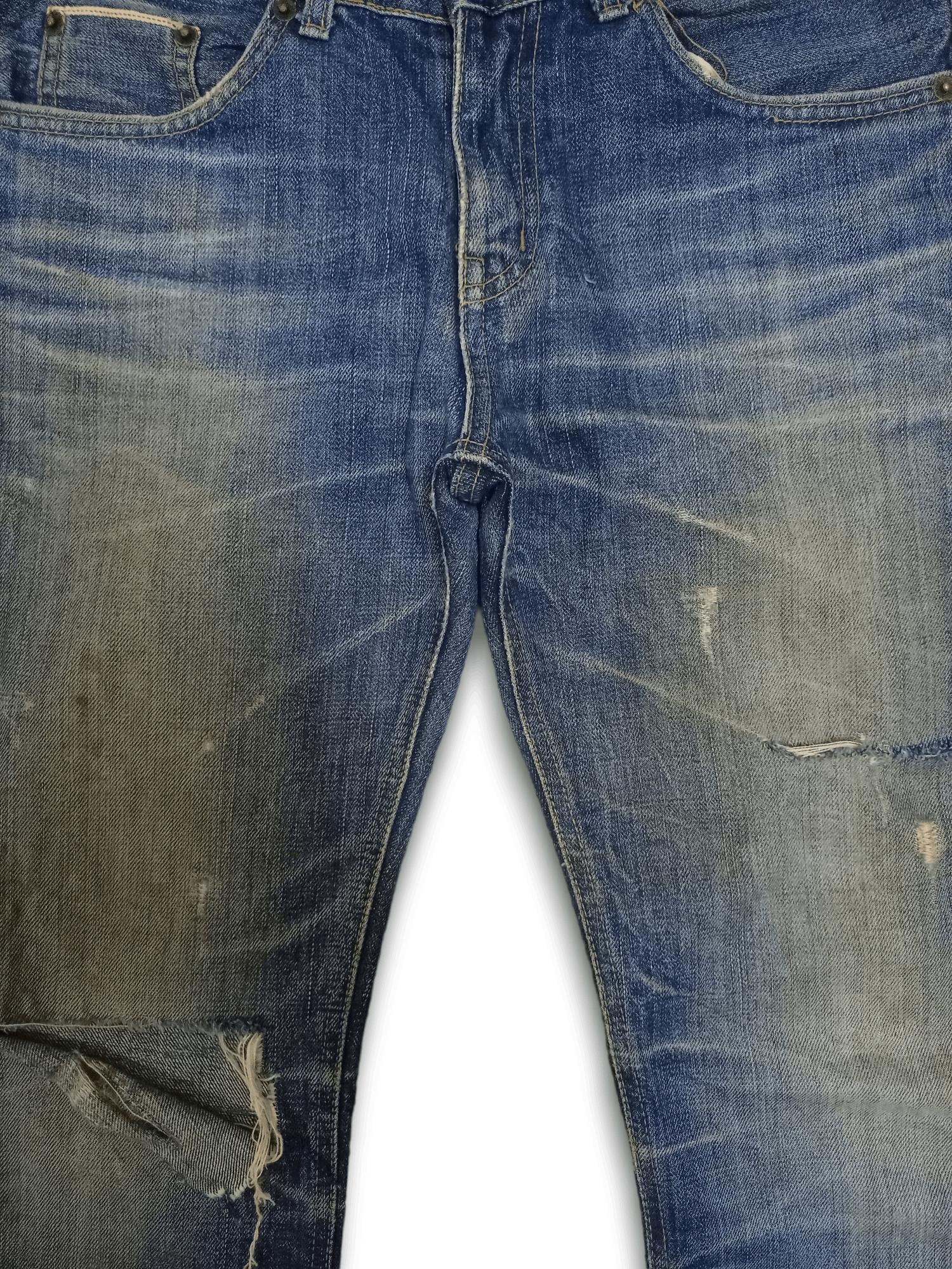 Japanese Brand Vintage BILLVAN Mud Wash Distressed Selvedge Loose Jeans Size US 31 - 9 Thumbnail
