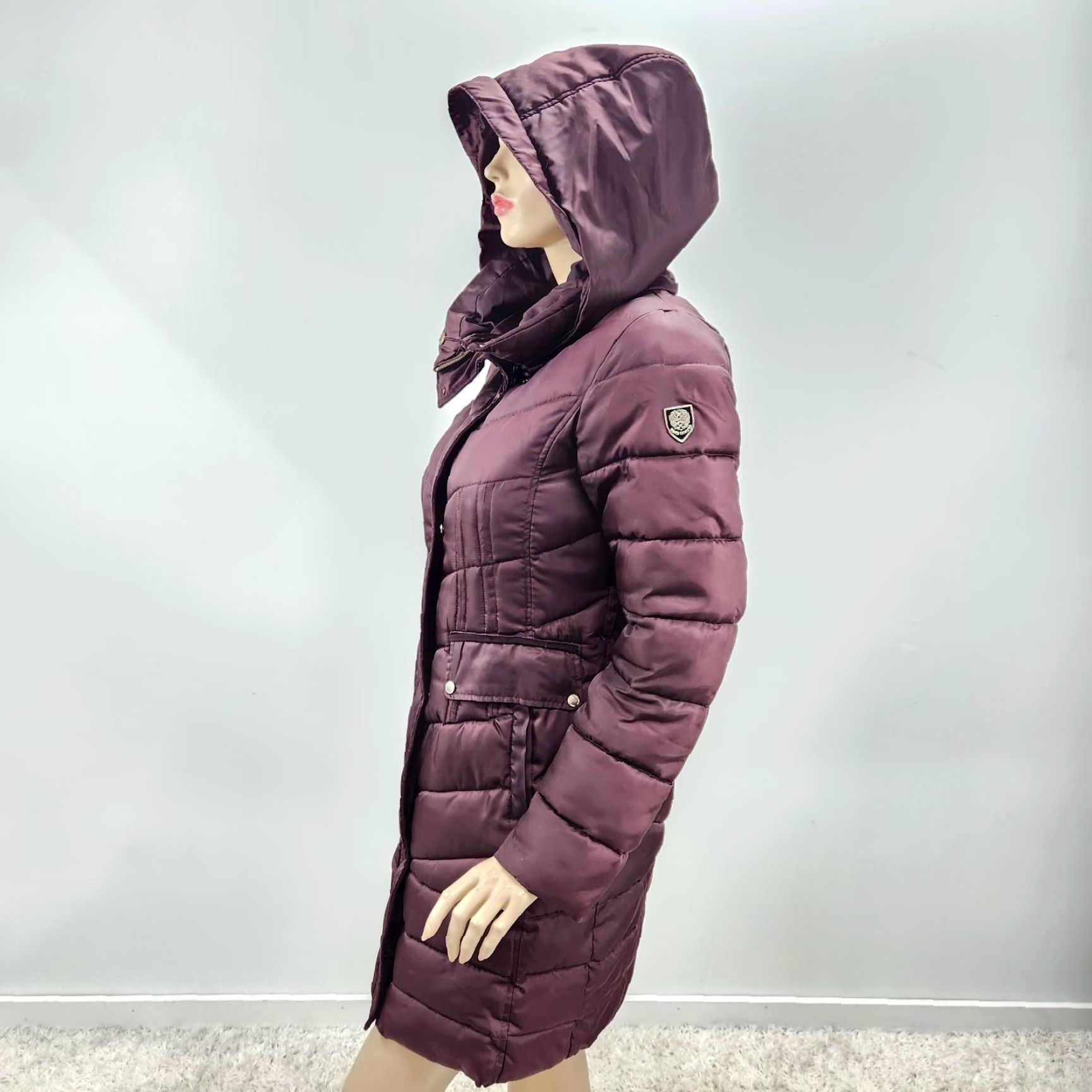 Vince Camuto Vince Camuto Puffer Jacket Women's S Burgundy Hood Old Money Cozy Gorpcore Jacket Coats Size S / US 4 / IT 40 - 4 Thumbnail