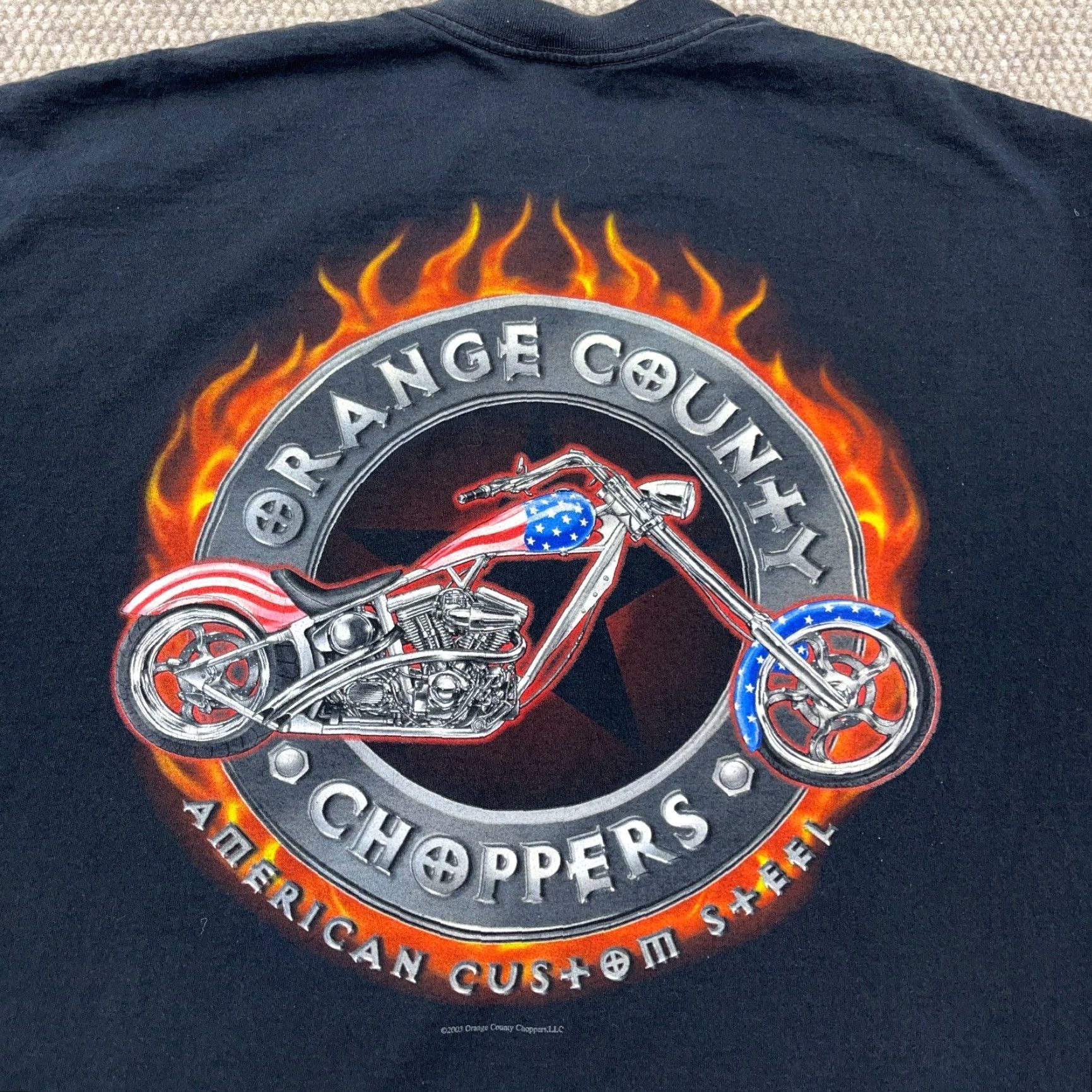 Vintage VINTAGE Orange County Choppers Shirt Men 2XL Black OCC Y2K Fire Flame Faded Logo Graphic Print Crew Neck Short Sleeve Jersey Cotton Tee T-Shirt Size US XXL / EU 58 / 5 - 7 Thumbnail