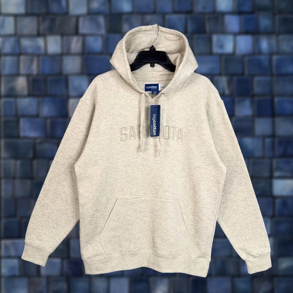 Vintage bigcotton Sarasota Hoodie Mens Large Beige Pullover Fleece Sweatshirt City Embroidered Kangaroo Pocket Streetwear Pullover Hoodie Mens Size US L / EU 52-54 / 3 - 1 Thumbnail