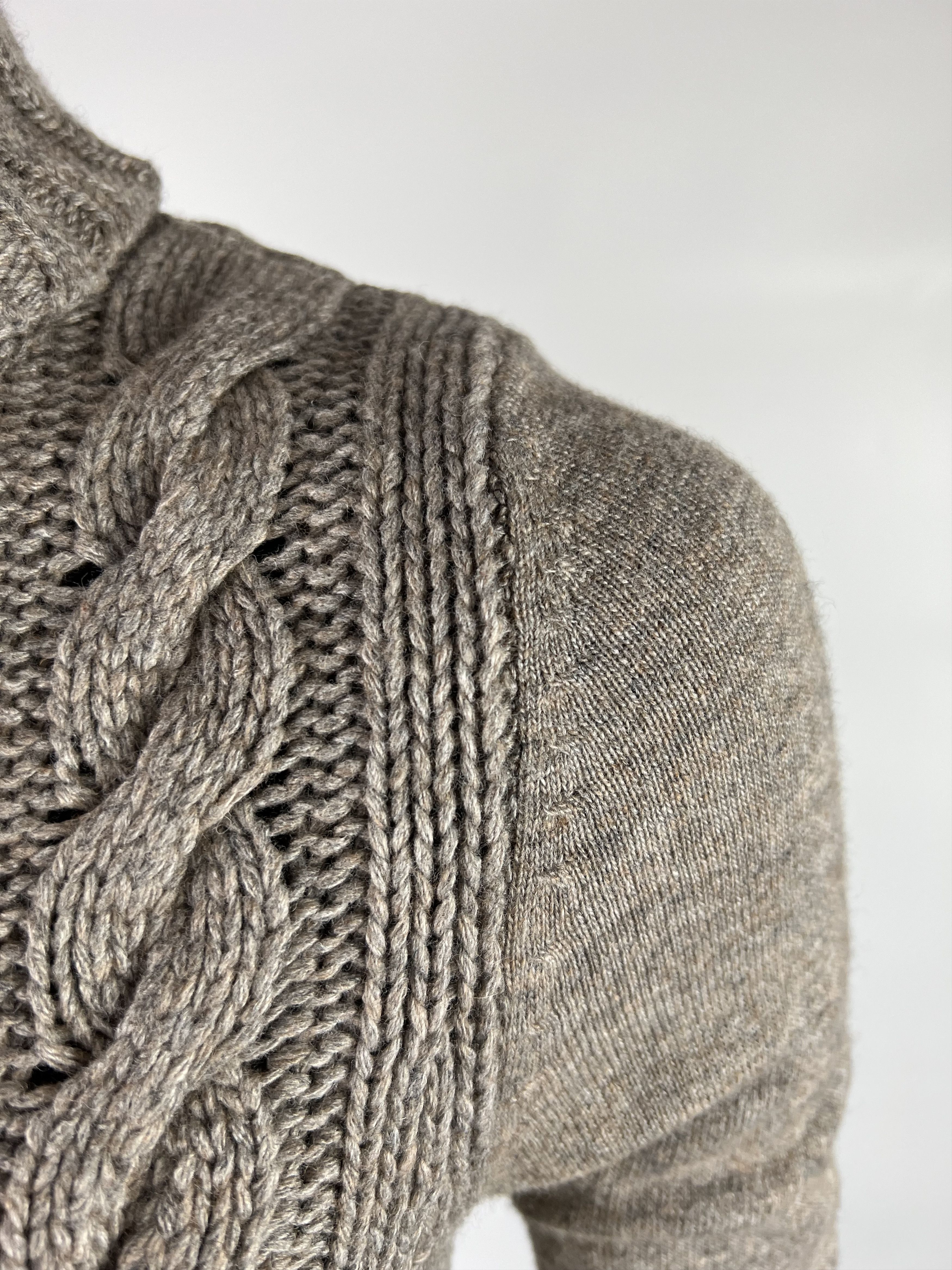 Designer Set Wool Cashmere Cable Knit Turtleneck Long Sleeve Dress Size XS / US 0-2 / IT 36-38 - 7 Thumbnail
