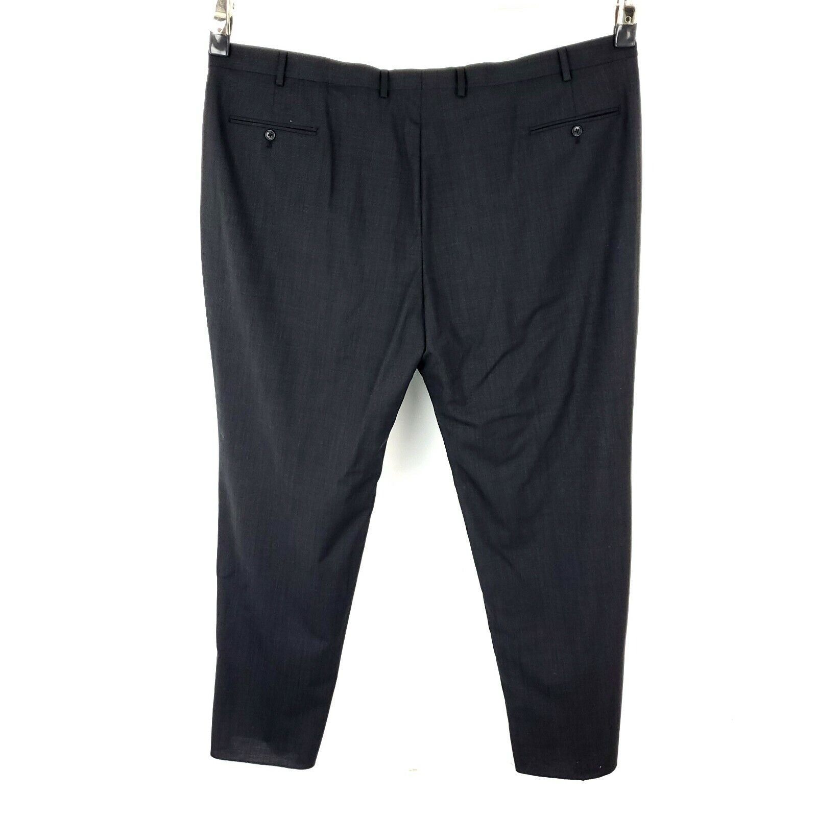 Pronto Uomo Pronto Uomo Wool Dress Pants 49/37 Gray Birdseye High Rise P Size 50L - 3 Thumbnail