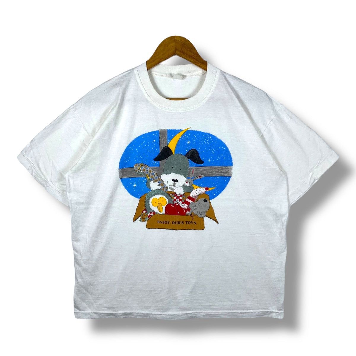 Vintage Vintage 90's ENJOY OURS TOYS Graphic Tee Shirt Extra Large Size US XL / EU 56 / 4 - 1 Thumbnail