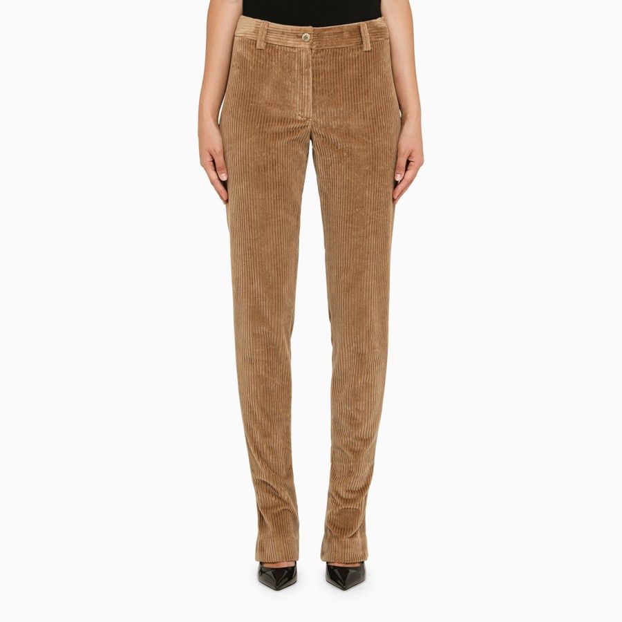 Dolce & Gabbana o1d2blof0824 Valvet Trousers in Sand Size 28" / US 6 / IT 42 - 1 Thumbnail