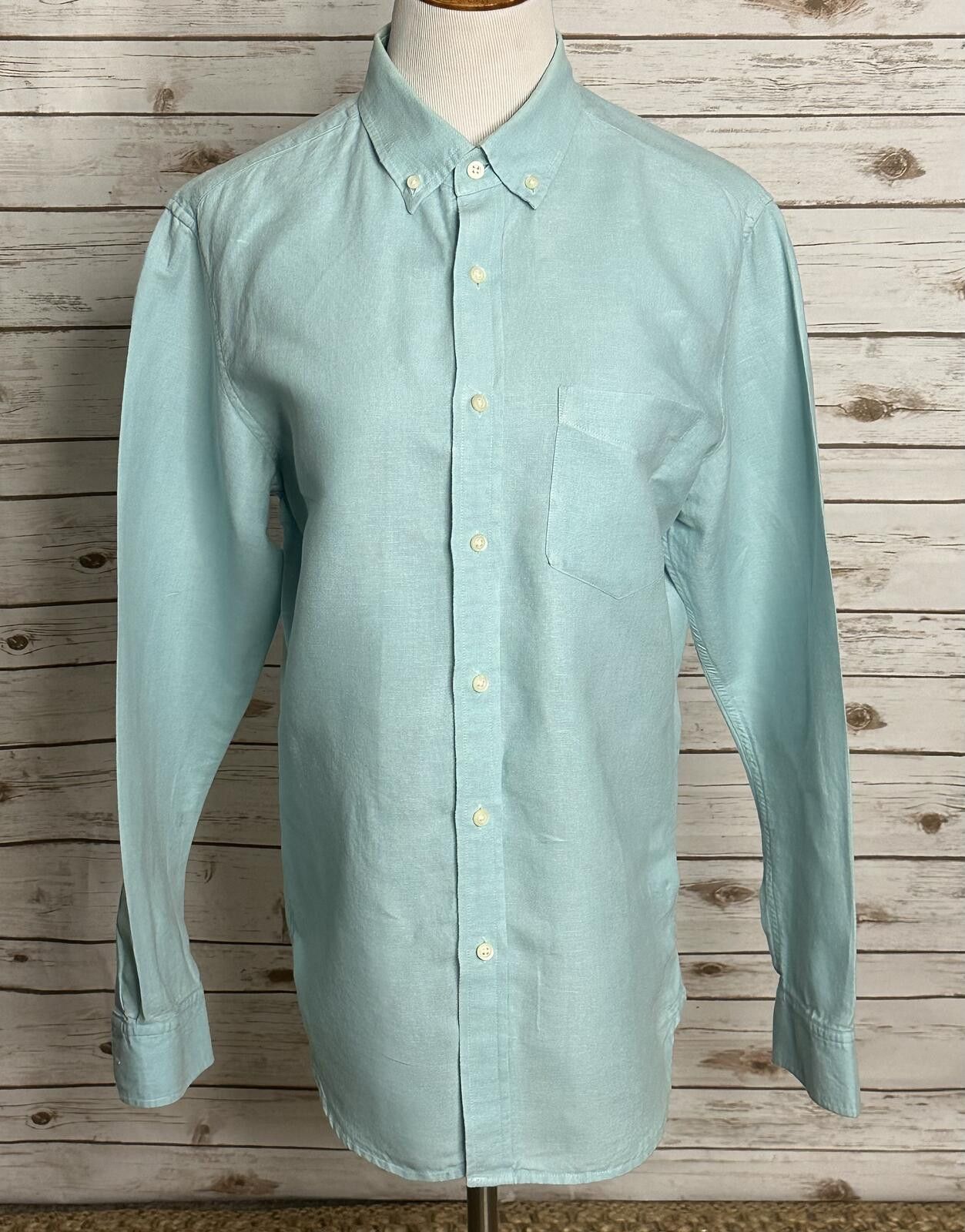 Banana Republic Banana Republic Men's linen-blend button-down shirt Med blue Size US M / EU 48-50 / 2 - 1 Thumbnail