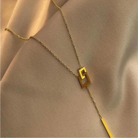 Other Gold Plated Stainless Steel Geometric Square Lariat Necklace Size ONE SIZE - 2 Thumbnail