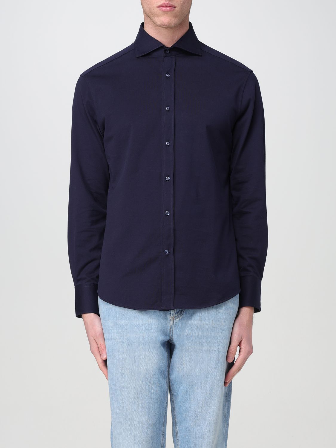 image of Brunello Cucinelli Shirt Men Blue (Size Medium)
