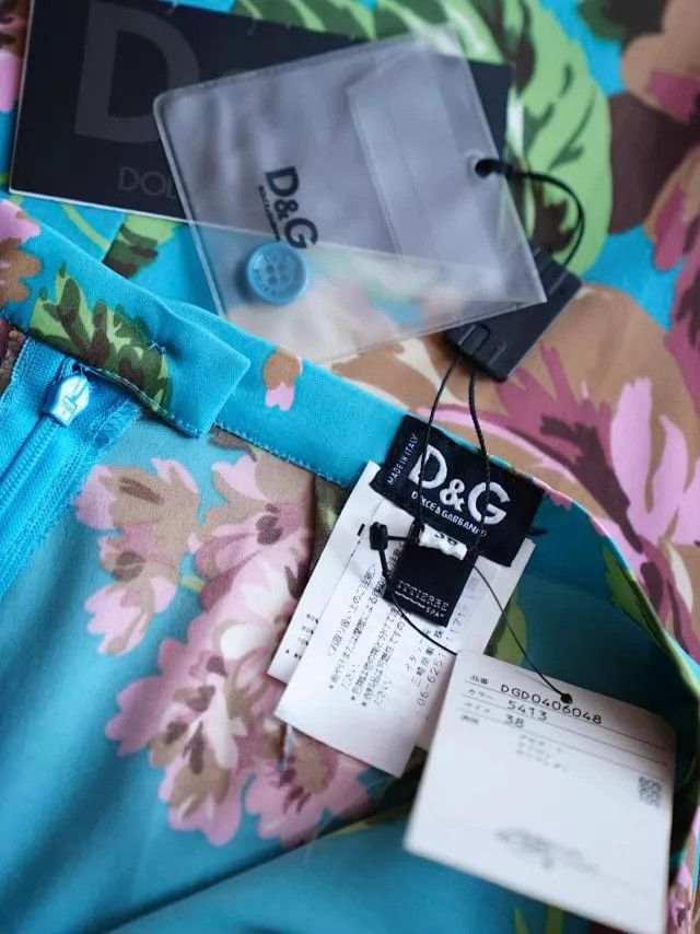 Dolce & Gabbana D&G Blue Floral Midi Skirt IT38 S Vintage Size 26" / US 2 / IT 38 - 9 Thumbnail