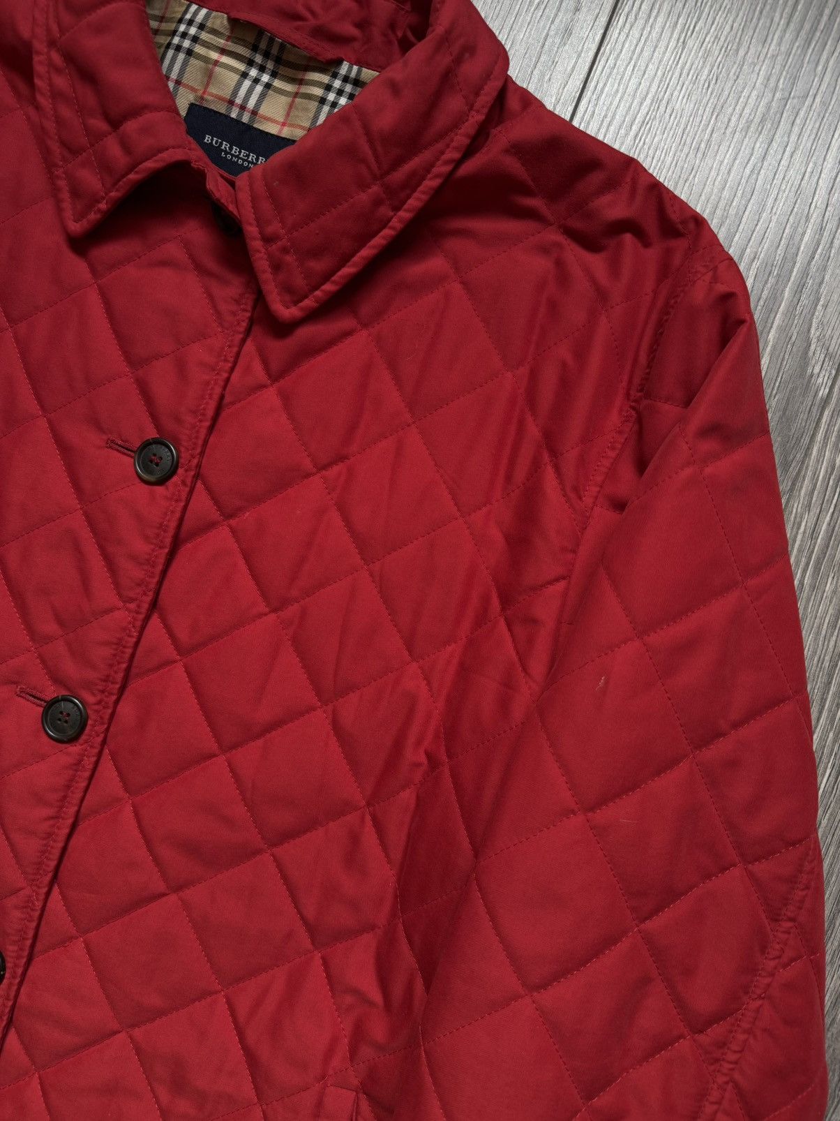 Burberry Burberry Coral Red Checkered Quilted Jacket 44 Size M / US 6-8 / IT 42-44 - 5 Thumbnail