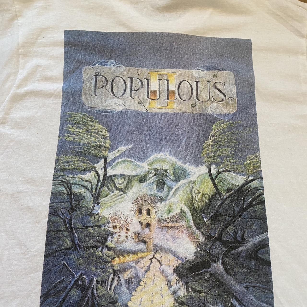 Populous II 1992 white & blue retro video game t-shirt