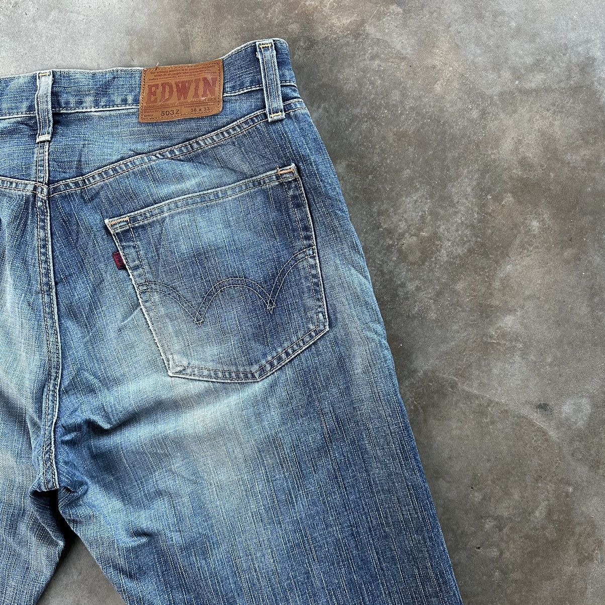 Japanese Brand Vintage Edwin 503 Distressed Jean Faded Denim Pant W38 Size US 38 / EU 54 - 14 Thumbnail