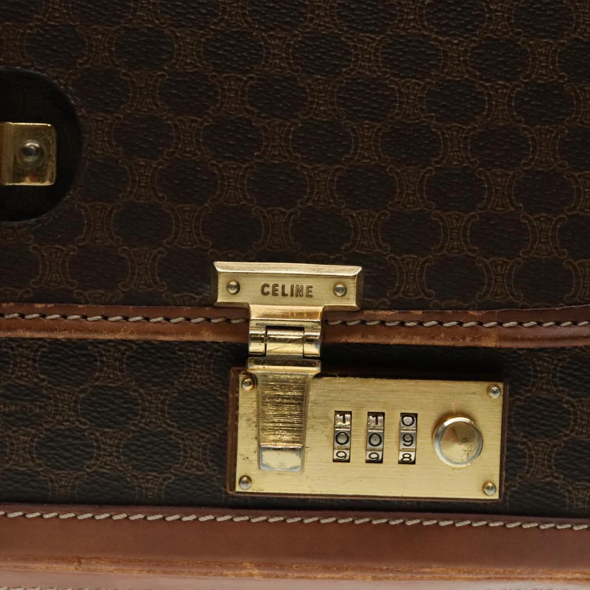 Celine CELINE Macadam Canvas Trunk Pvc Leather Gold Brown Size ONE SIZE - 6 Thumbnail