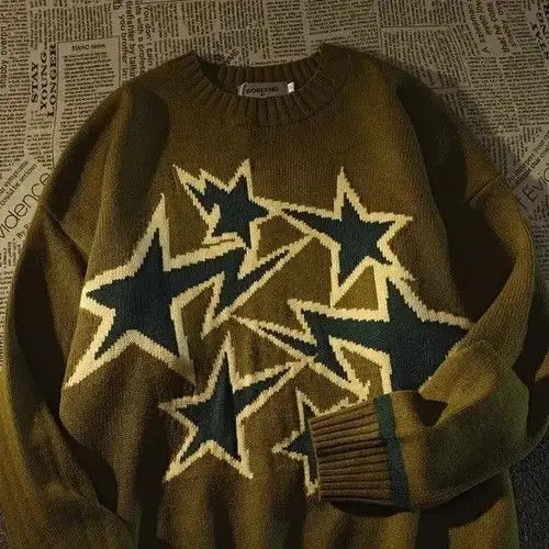Y2K Vintage Shooting Star Designed Knitted Sweater