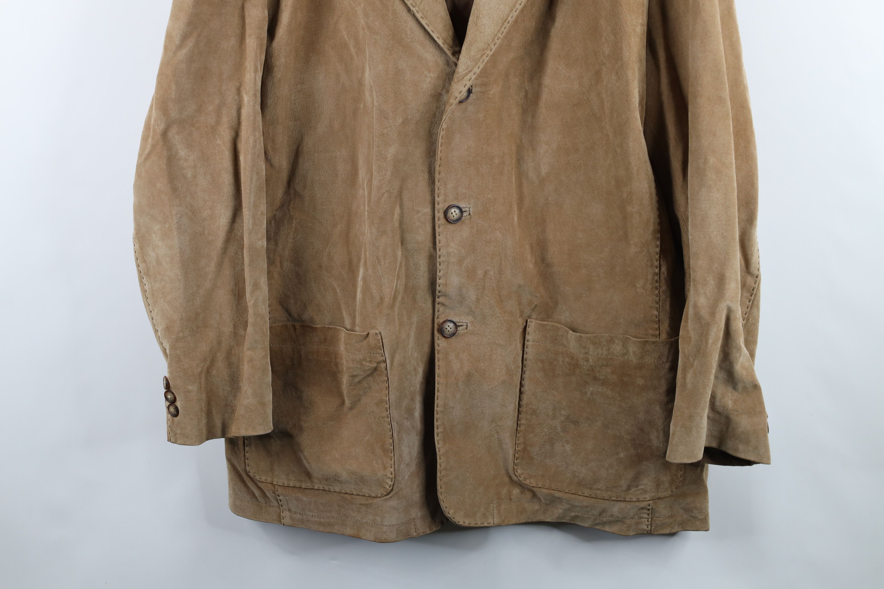 Vintage Vintage 90s Streetwear Suede Leather Blazer Jacket Brown Size US L / EU 52-54 / 3 - 3 Thumbnail