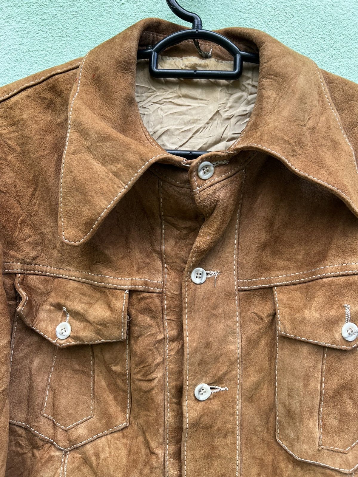 Leather Vintage 70s German Suede Leather Safari Jacket Brown Size US M / EU 48-50 / 2 - 5 Thumbnail