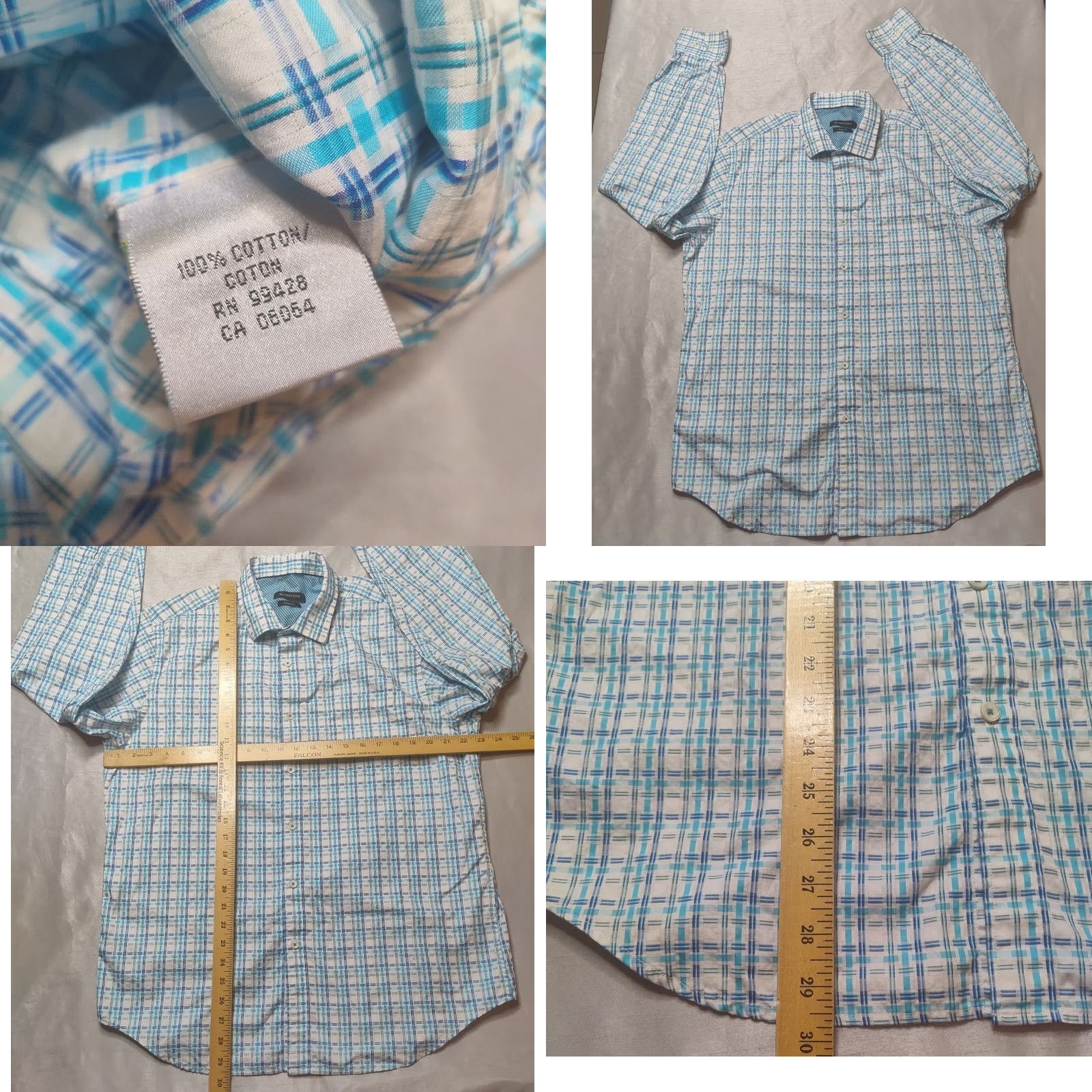 BUGATCHI BUGATCHI CLASSIC FIT Men Large Blue Geo Check Button-Up Long Sleeve Shirt Size US L / EU 52-54 / 3 - 8 Thumbnail