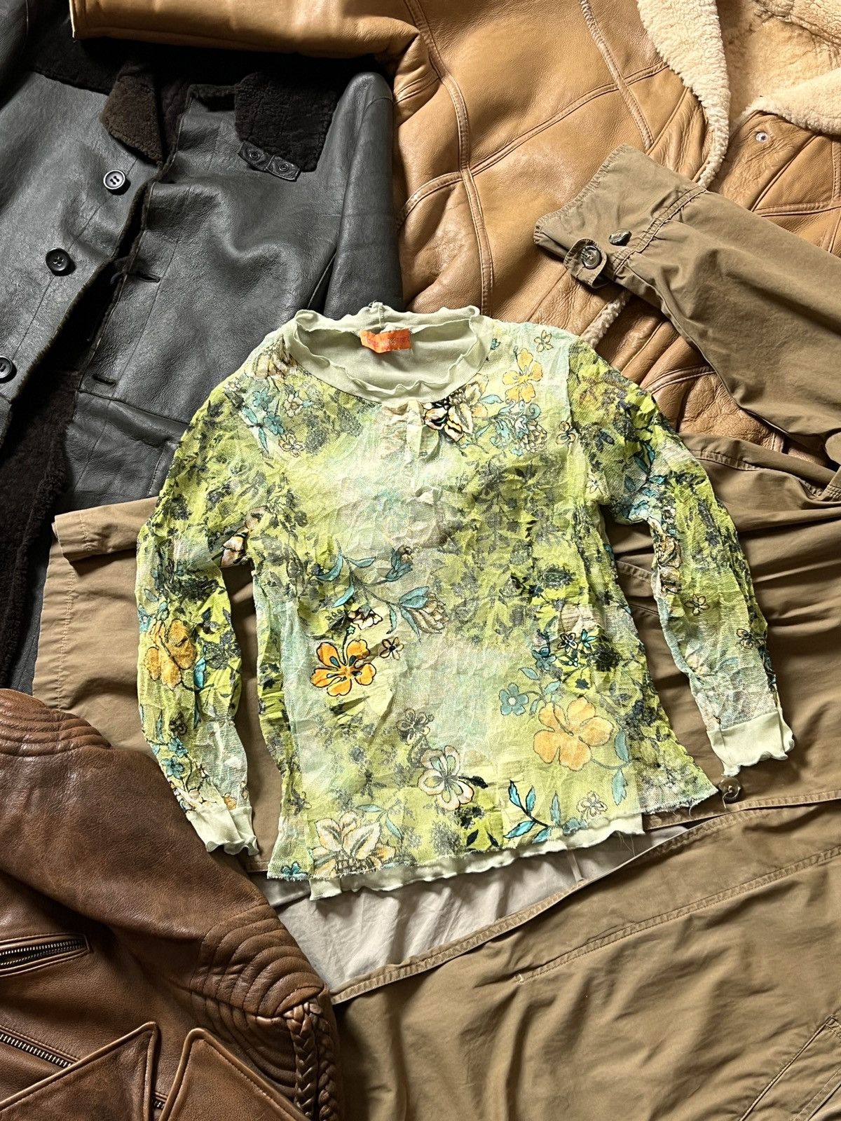 Jean Paul Gaultier Quinze Heures Trente Vintage Flowered Mesh Ganga Top Blouse Size S / US 4 / IT 40 - 1 Thumbnail