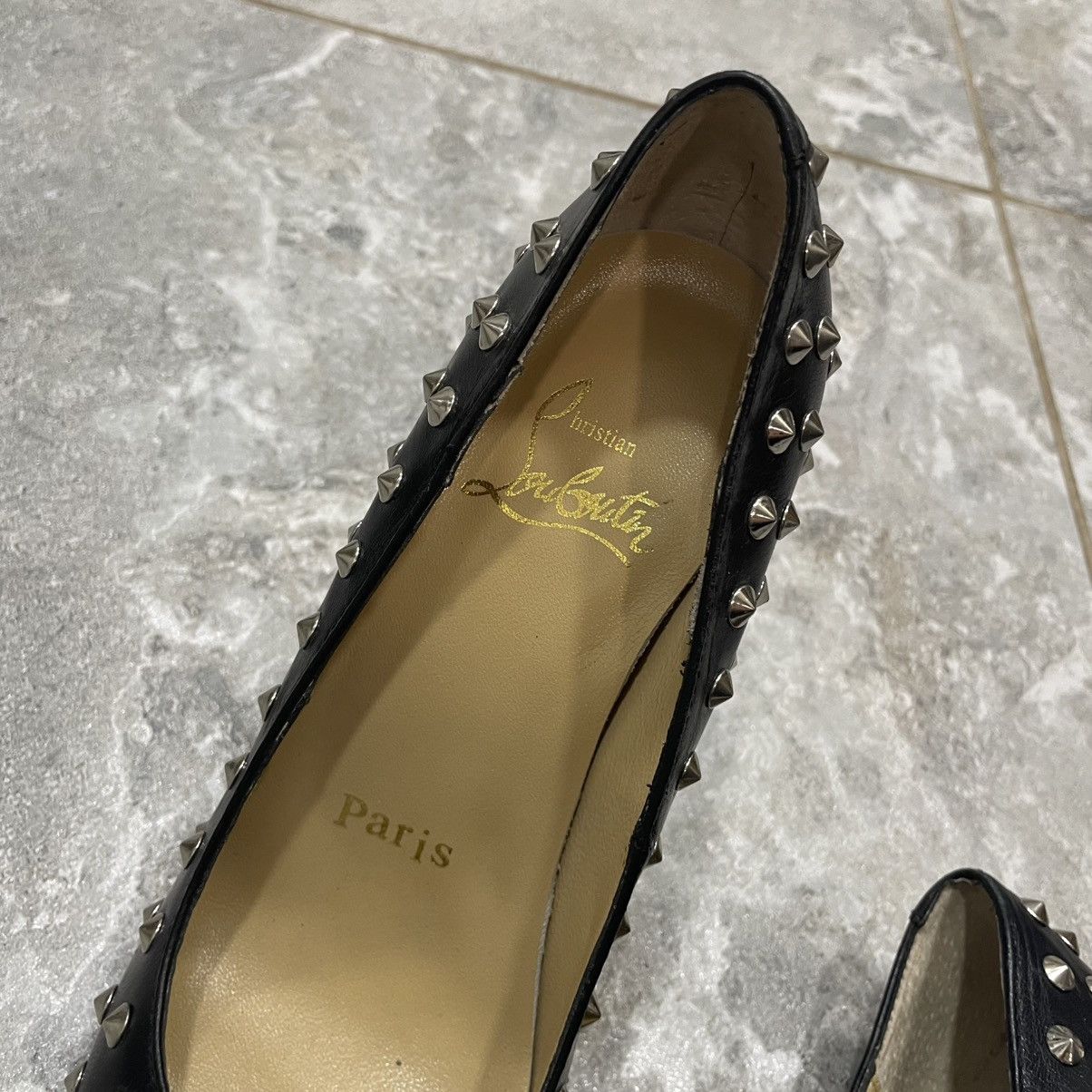 Christian Louboutin × If Six Was Nine Christian Louboutin Spike Heels Bianca Black Leather Platfor Size US 7 / IT 37 - 4 Thumbnail