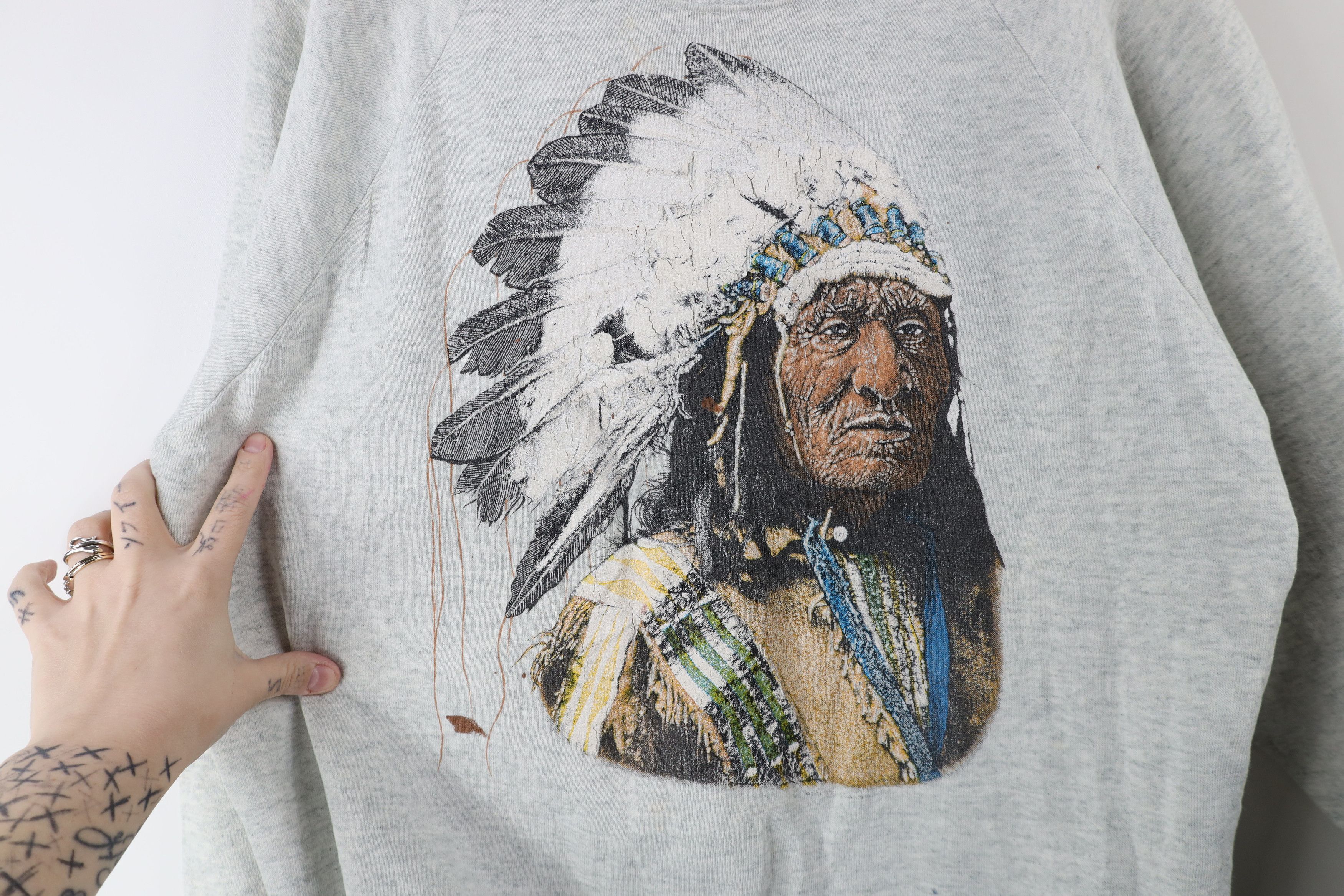 Vintage Vintage 90s Streetwear American Indian Sweatshirt USA Size L / US 10 / IT 46 - 6 Thumbnail