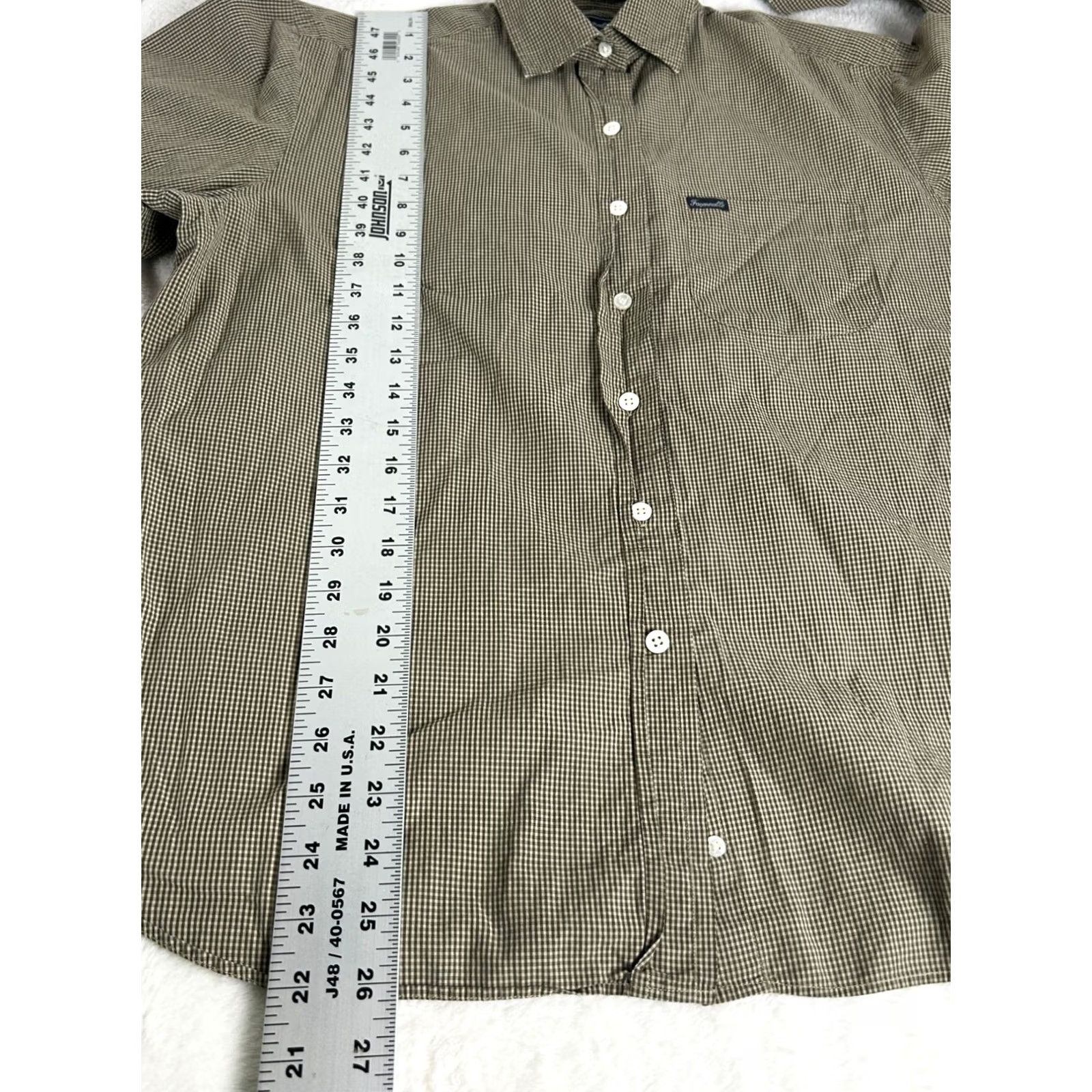 Faconnable Faconnable Shirt Mens Large Brown White Gingham Cotton Button-Up Long Sleeves Size US L / EU 52-54 / 3 - 8 Thumbnail