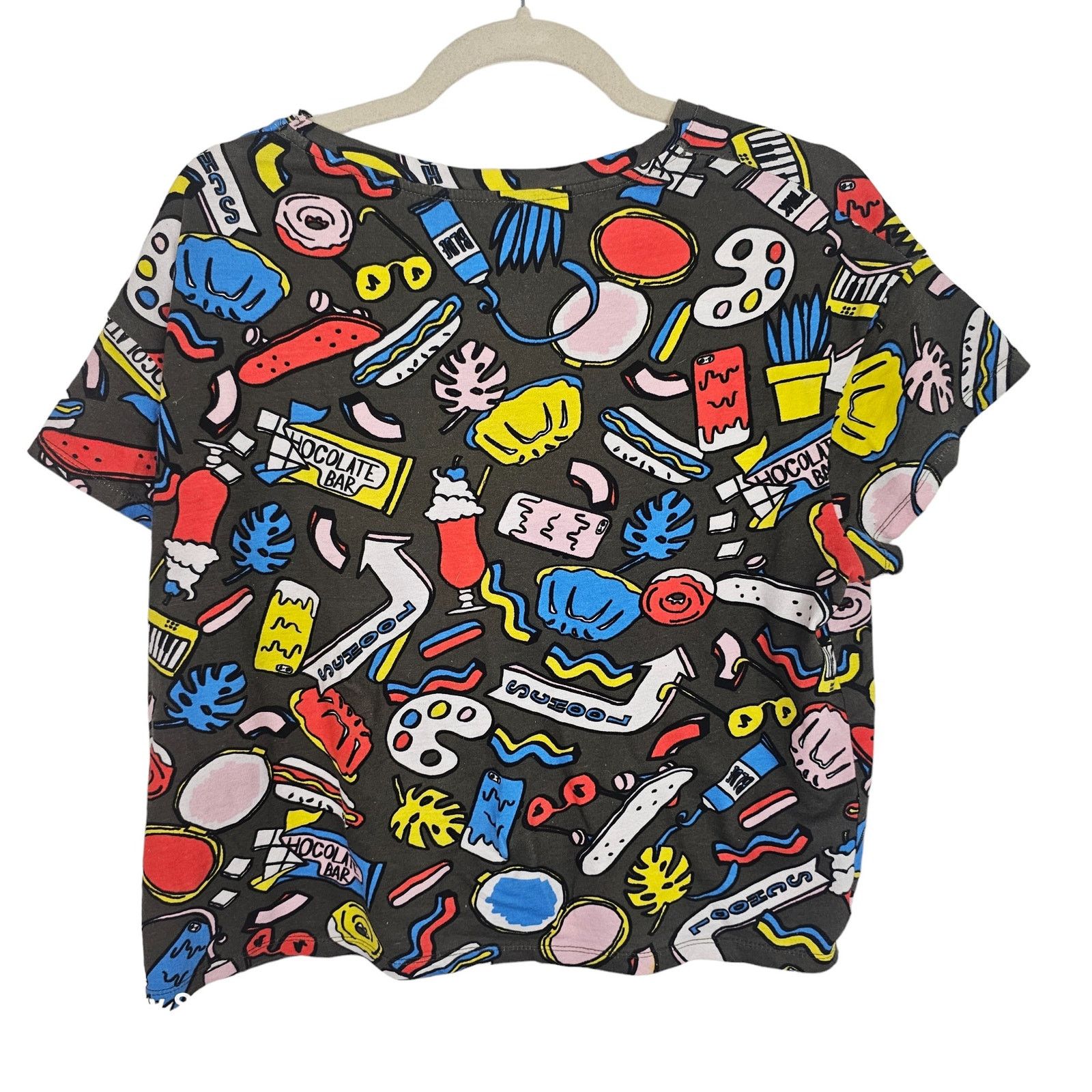 Zara Zara Womens All Over Print Crop Top Graphic Tee Size S Size S / US 4 / IT 40 - 4 Thumbnail