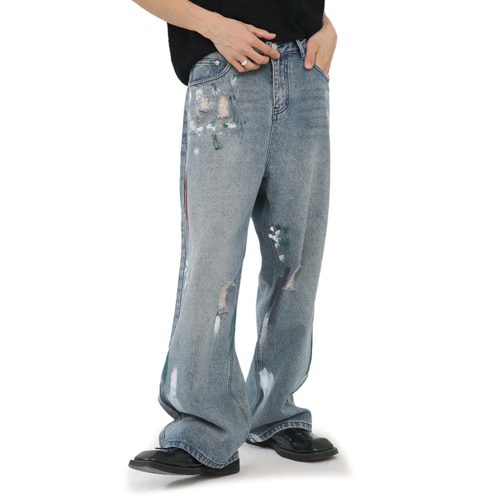 Japanese Brand Painted Wide Leg Denim Jeans Size US 32 / EU 48 - 7 Thumbnail