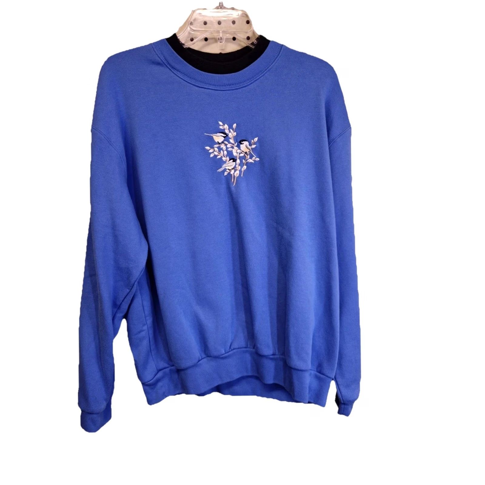 Vintage VINTAGE Morning Sun Graphic Print Crewneck Sweatshirt XL Adult Women Royal Blue 90s Heart Bird Stitch Pullover Long Sleeve Cotton Blend Size XL / US 12-14 / IT 48-50 - 2 Thumbnail