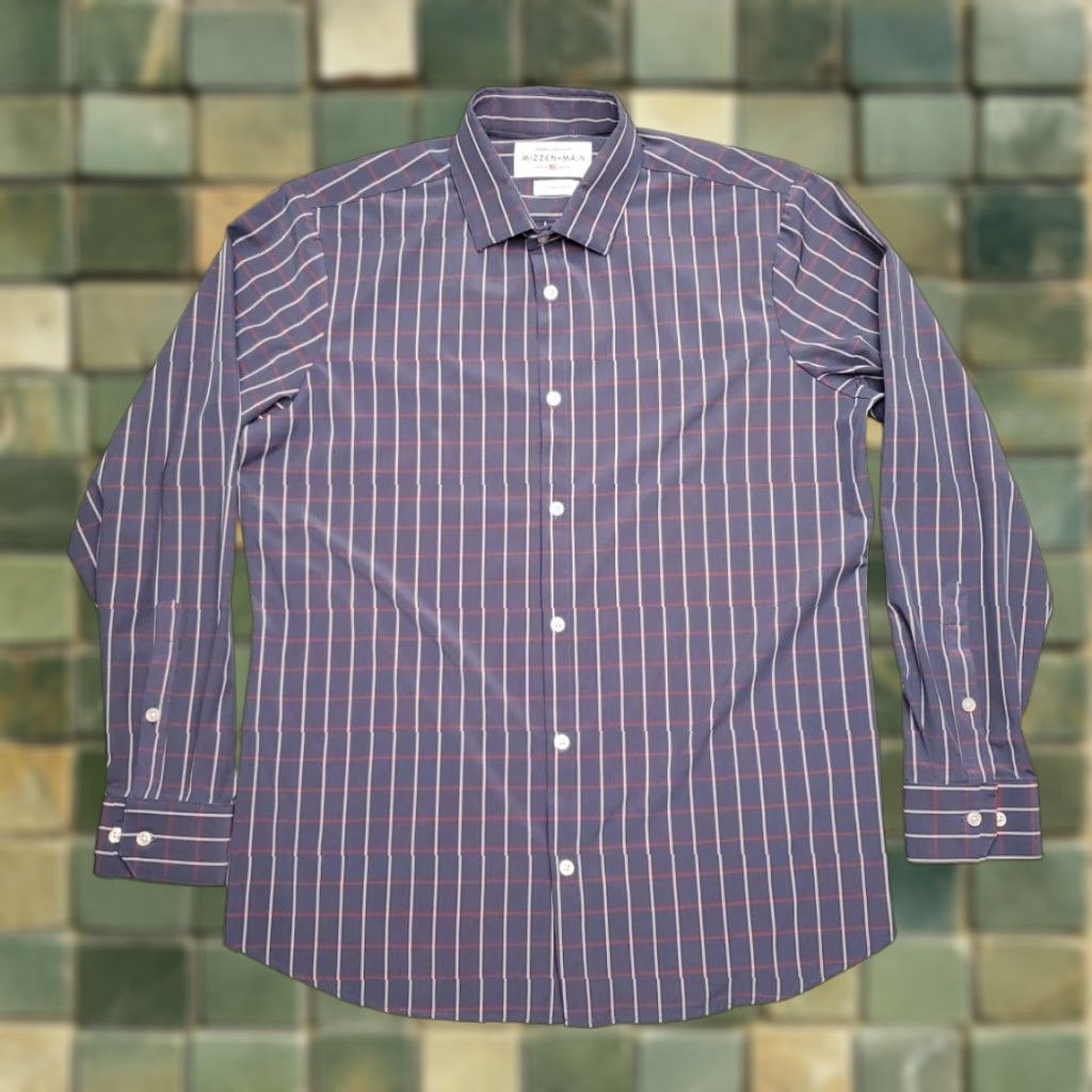 Mizzen+Main Mizzen+Main Shirt Mens XL Trim Fit Blue Plaid Leeward Long Sleeve Size US XL / EU 56 / 4 - 1 Thumbnail