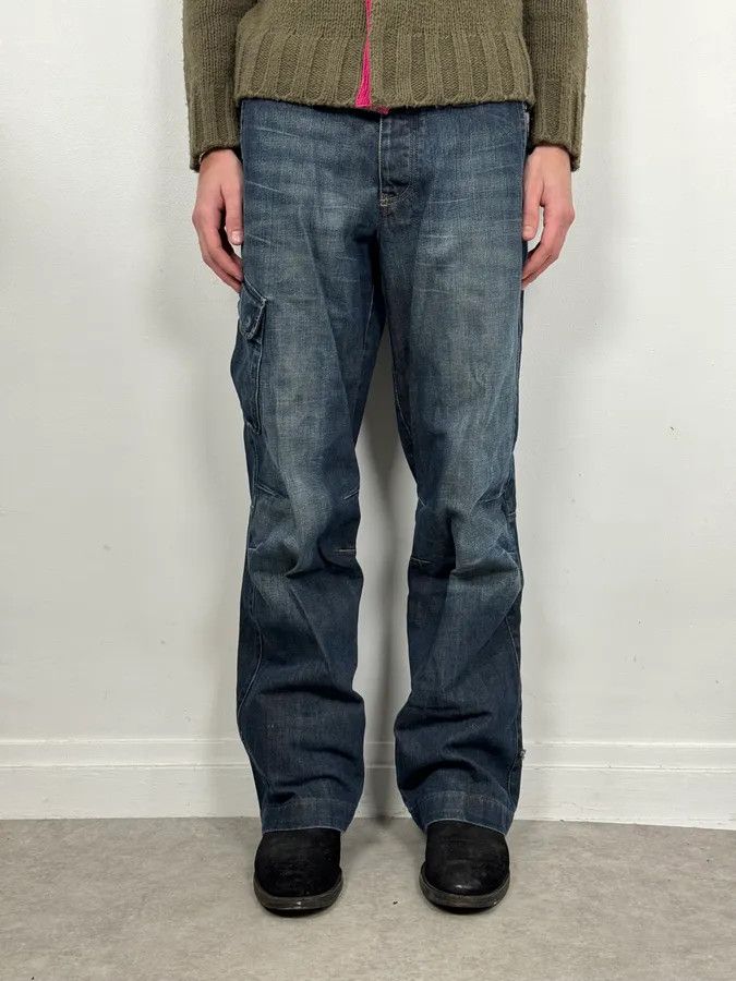 Armani 2000s Armani Blue Faded Denim Cargo Jeans Size US 32 / EU 48 - 1 Thumbnail