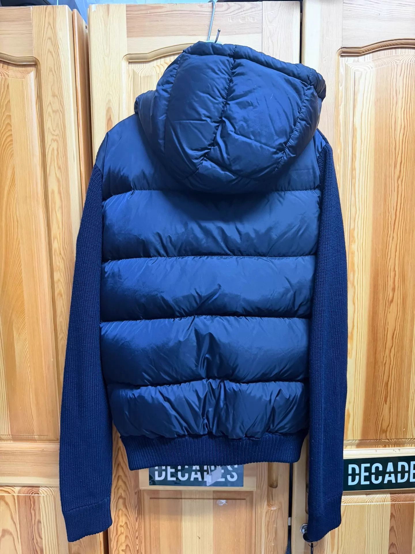 Moncler Moncler Navy Sleeve Logo Knit-Blend Down Zip Hood Jacket Size US M / EU 48-50 / 2 - 3 Thumbnail